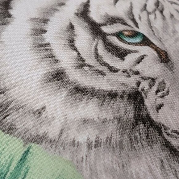 Vintange White Tiger Decorative Throw Pillow With Tropical Design & Intricate B - Picture 7 of 8